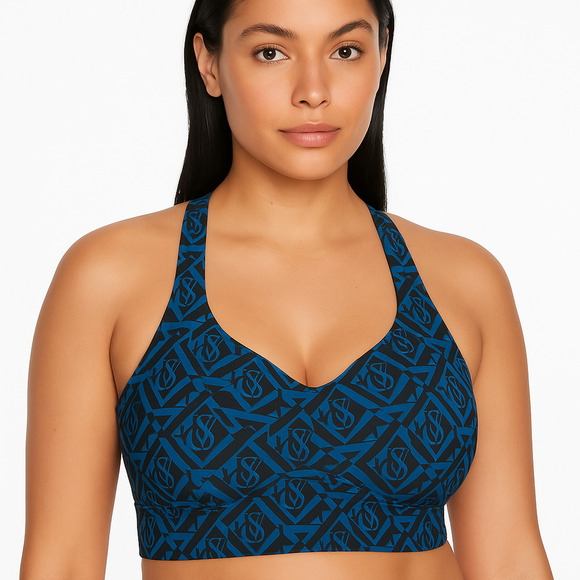 PINK Victoria's Secret Other - Victoria Secret On Point Blue Black Geometric Logo Print Racerback Sports 34DD